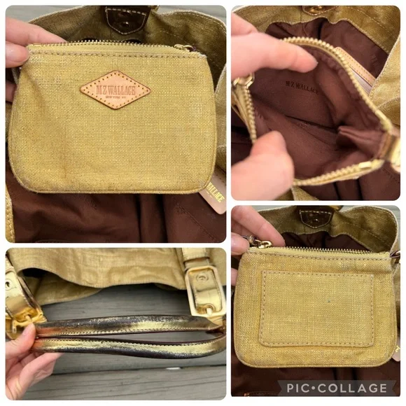 MZ Wallace tote bag purse in gold nylon - Picture 12 of 14